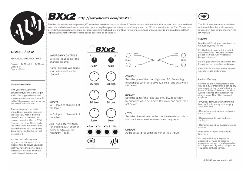 First page image of the manual for BXx2