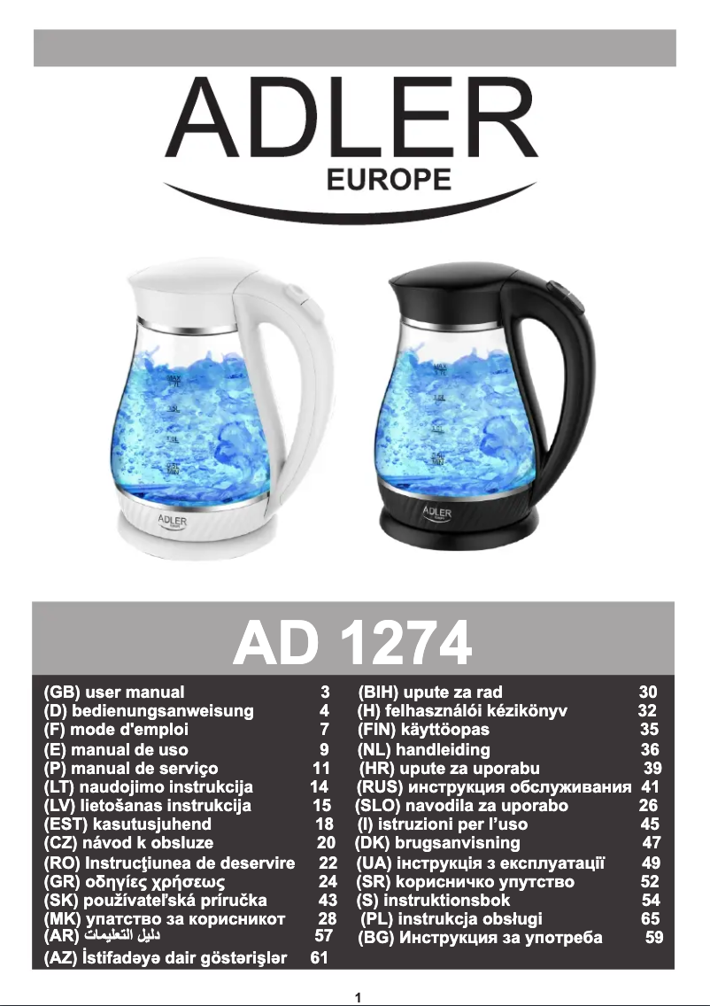 Image de la première page du manuel de l'appareil AD 1274