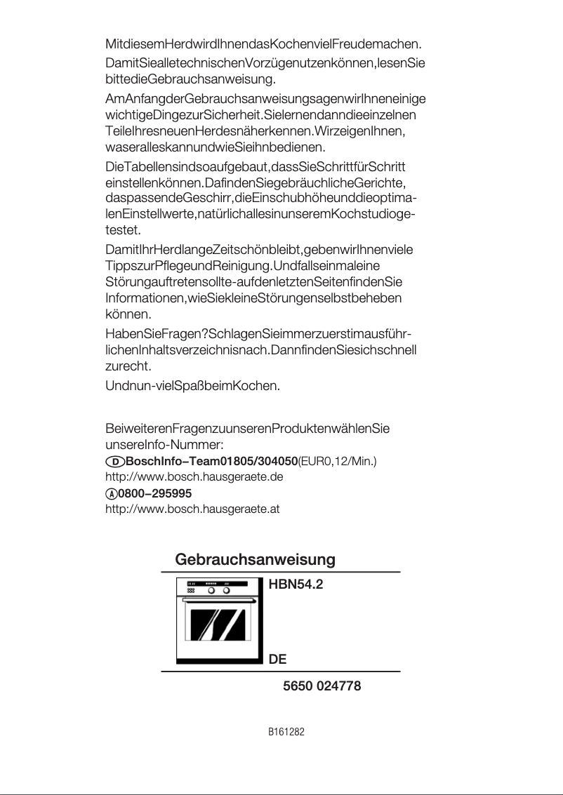 Page 1 of the manual User Manual Bosch HBN5422