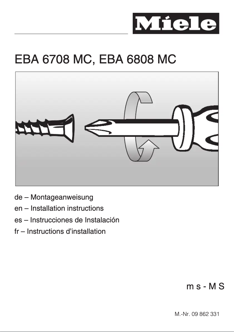 Page 1 of the manual Instructions / Assembly Miele 09767500