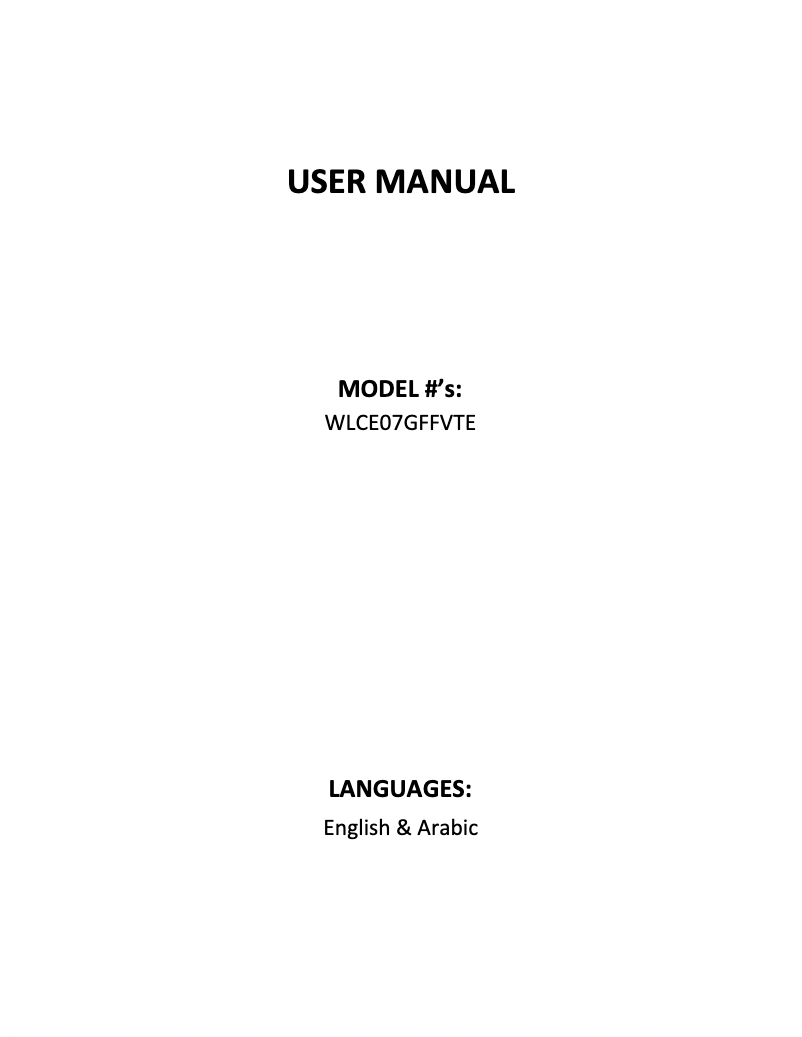 Page 1 of the manual User Manual White-Westinghouse WLCE07GFFVTE