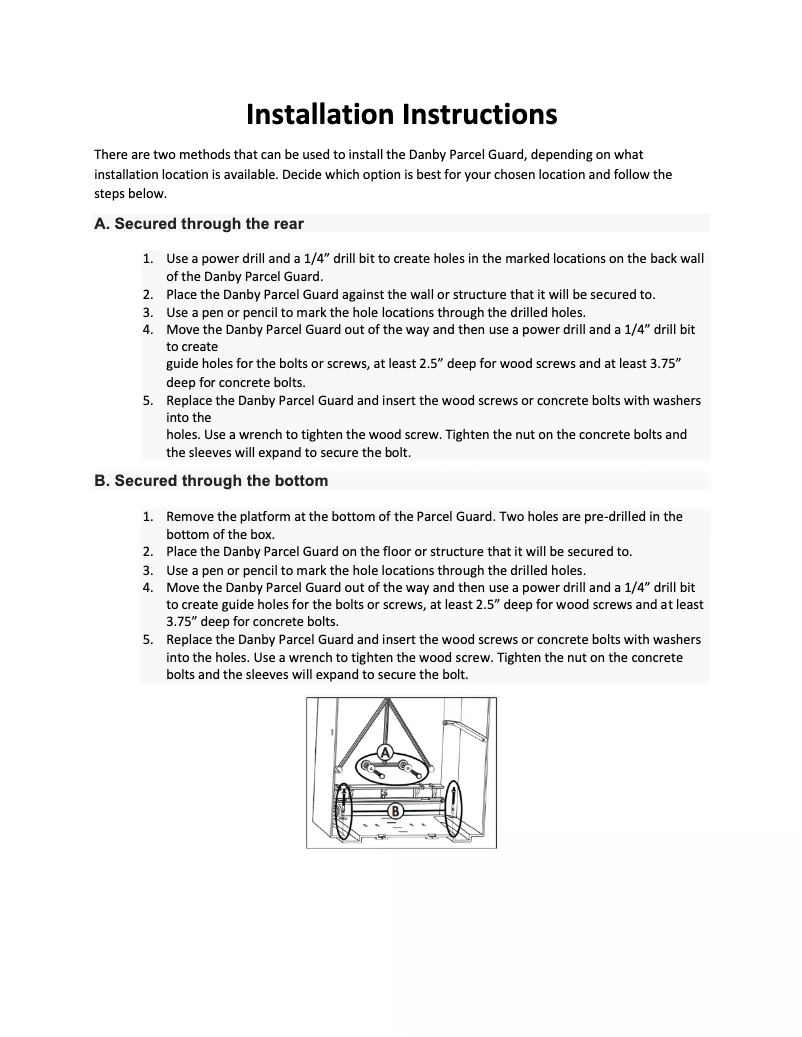 Page 1 of the manual Installation Guide Danby DPG37G