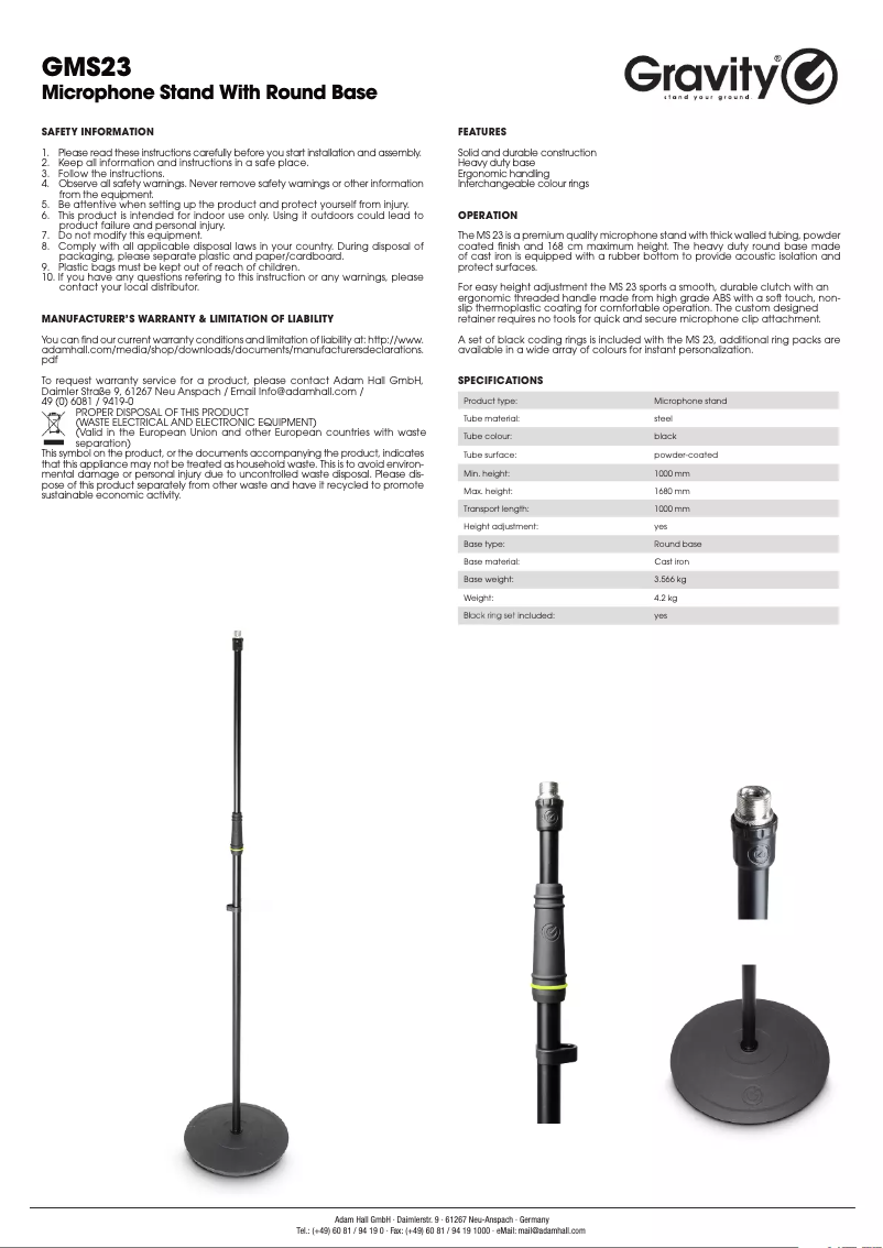 First page image of the manual for GMS23