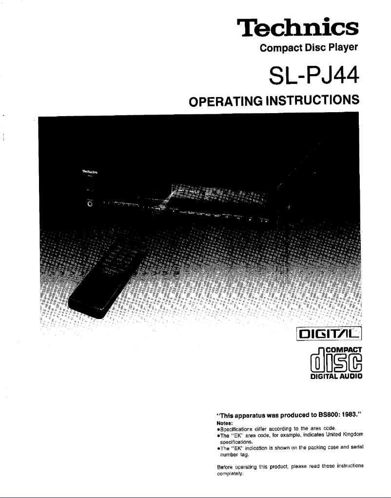 First page image of the manual for SL-PJ44A