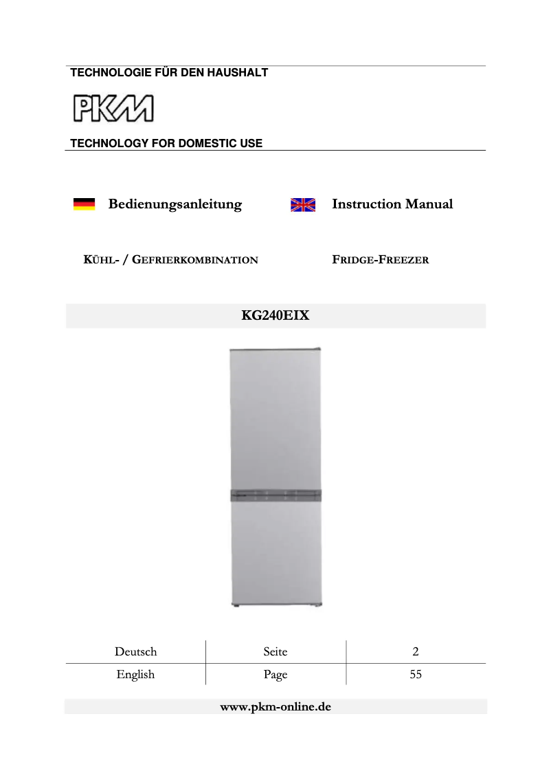 Page 1 of the manual User Manual PKM KG240EIX
