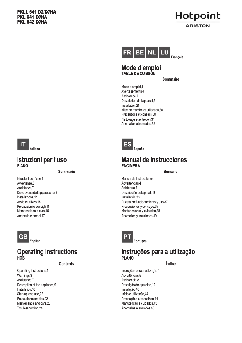 First page image of the manual for PKL 642 IX/HA