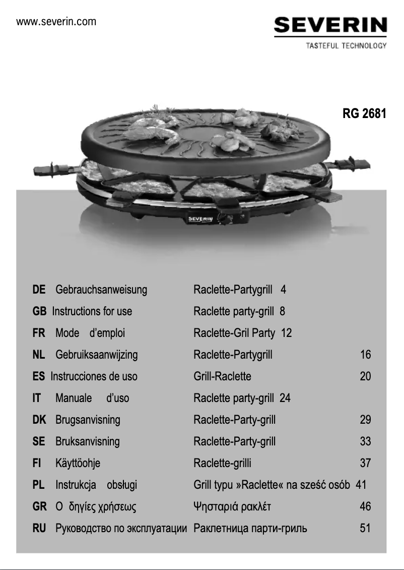 Page 1 of the manual User Manual Severin RG 2681