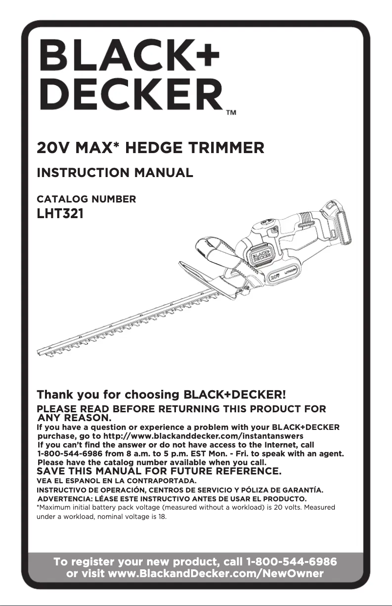 Page 1 of the manual User Manual Black & Decker LHT321