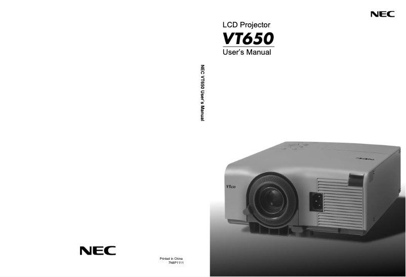 First page image of the manual for VT650
