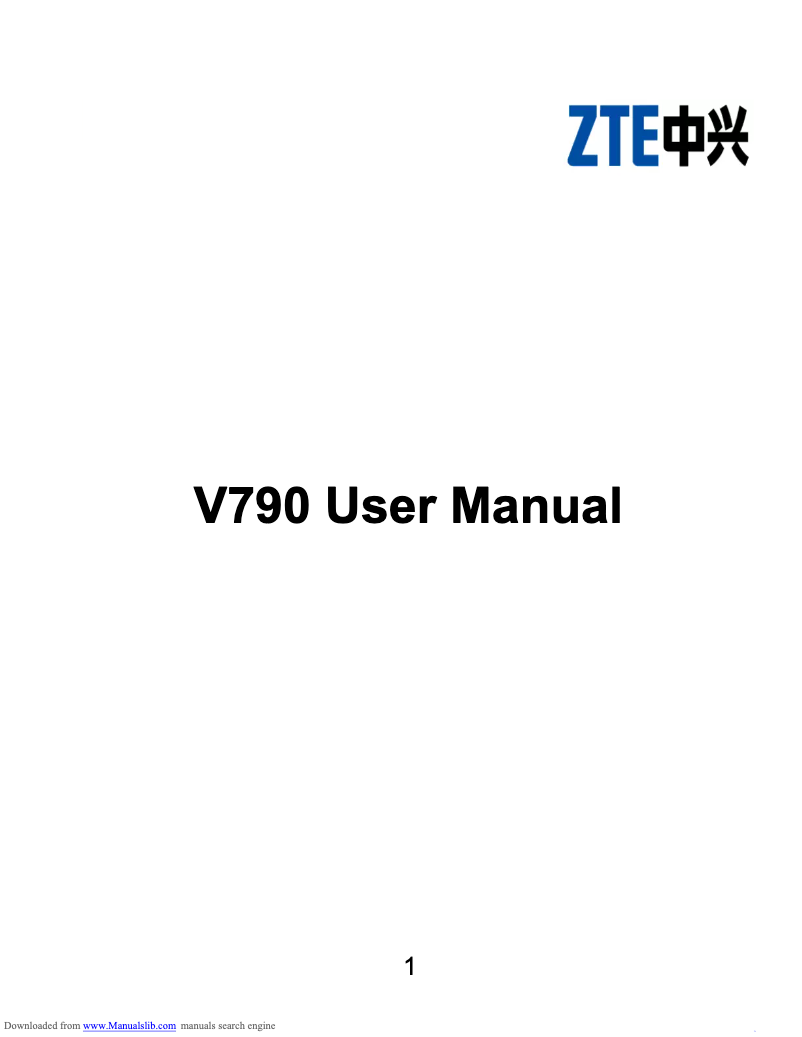 Page 1 of the manual User Manual ZTE Kis III V790