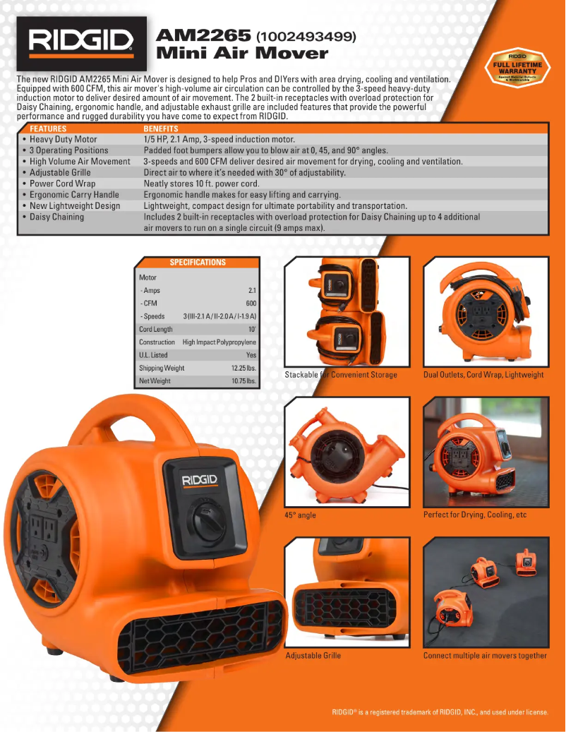Page 1 of the manual Catalogue Ridgid AM22650