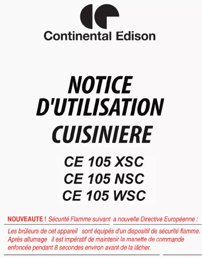 Page 1 of the manual User Manual Continental Edison CE105XSC