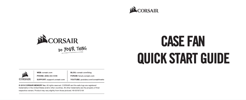 Page 1 de la notice Manuel utilisateur Corsair HD140 RGB