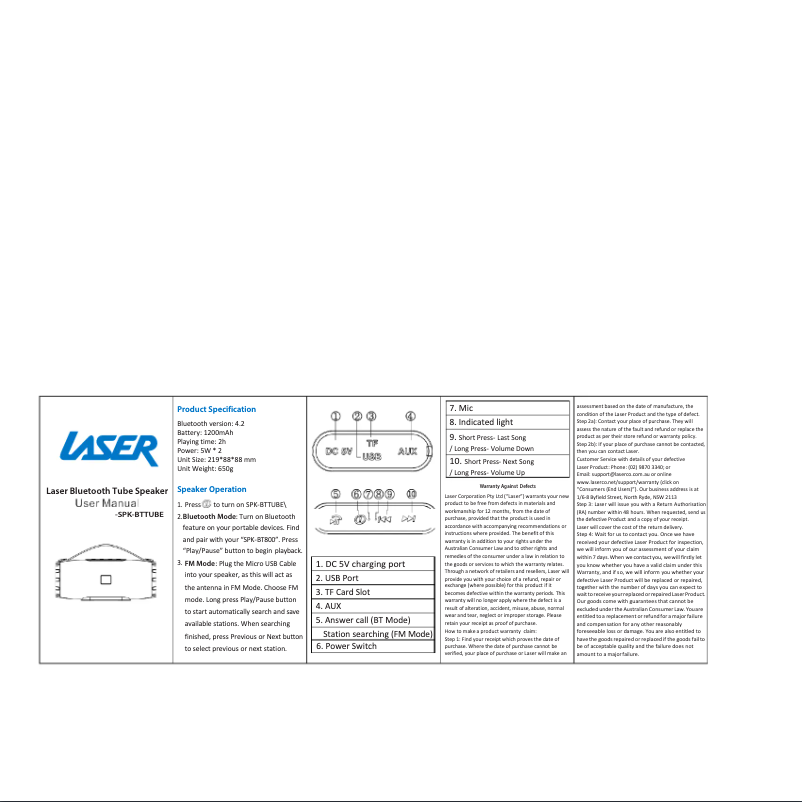 First page image of the manual for Wireless Tube