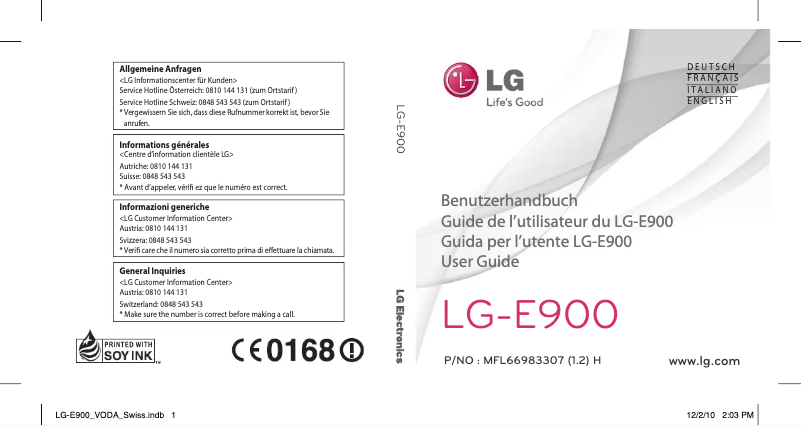 Page 1 of the manual User Manual LG LG-E900