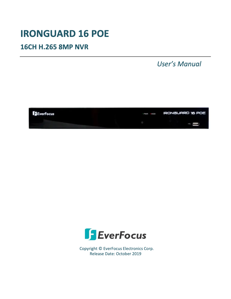 First page image of the manual for IRONGUARD 16 POE