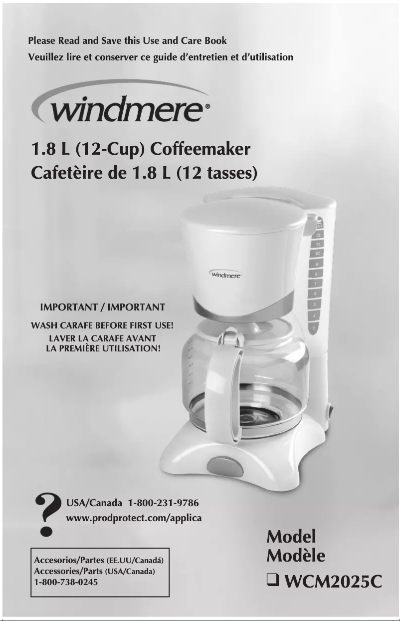 Page 1 of the manual User Manual Windmere WCM2025C