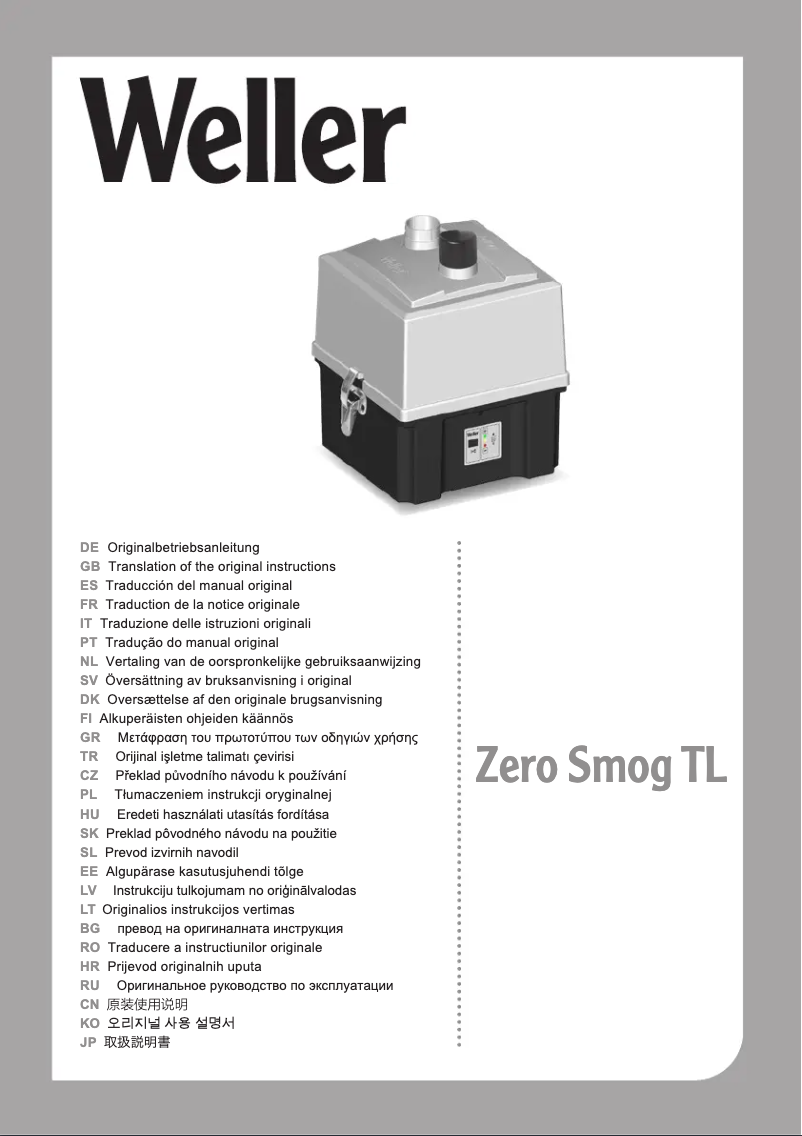 Page 1 of the manual User Manual Weller Zero Smog TL