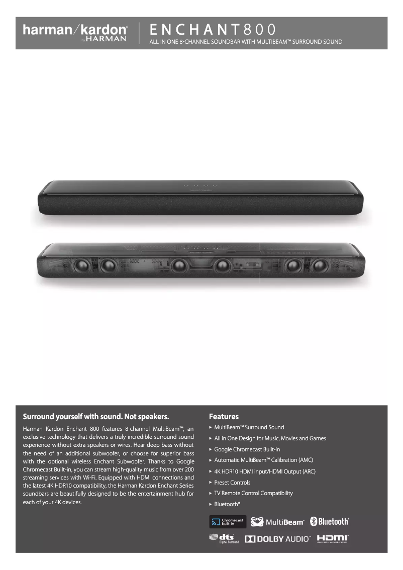 Page 1 of the manual Technical Sheet Harman Kardon Enchant 800