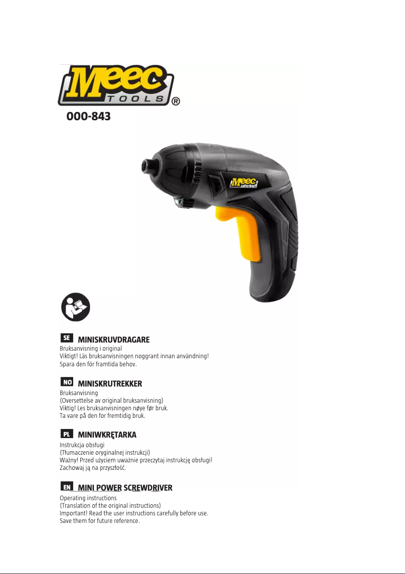 Page 1 of the manual User Manual Meec Tools 000-843