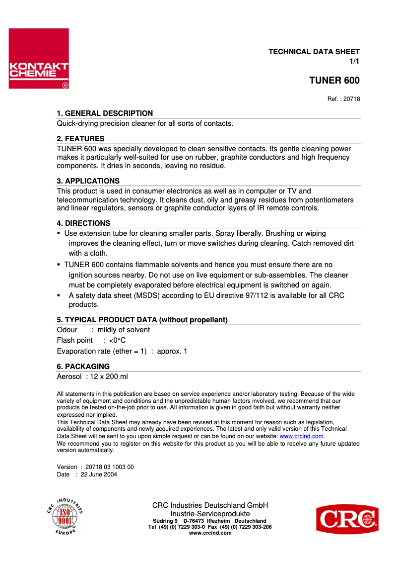 First page image of the manual for KT600-200