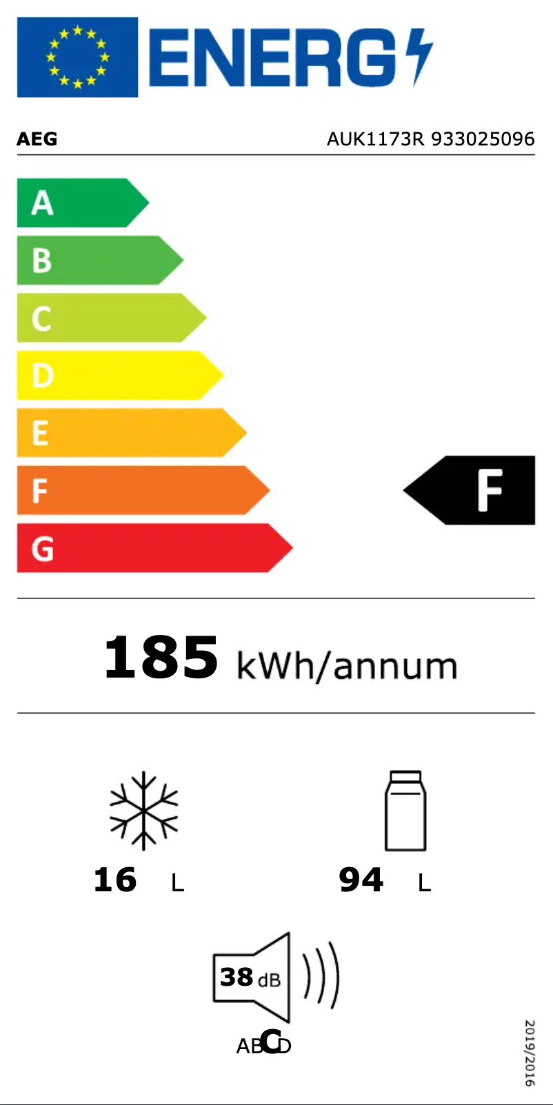Page 1 of the manual Energy Label AEG AUK1173R