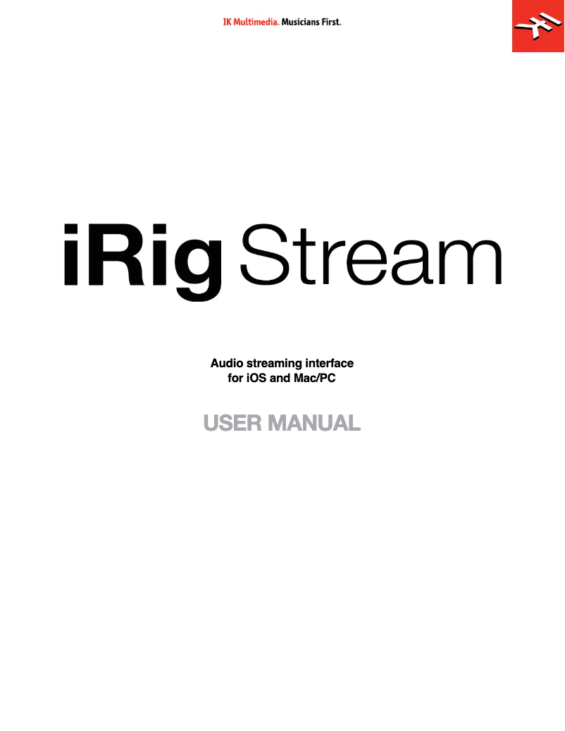 Page 1 of the manual User Manual IK Multimedia Stream