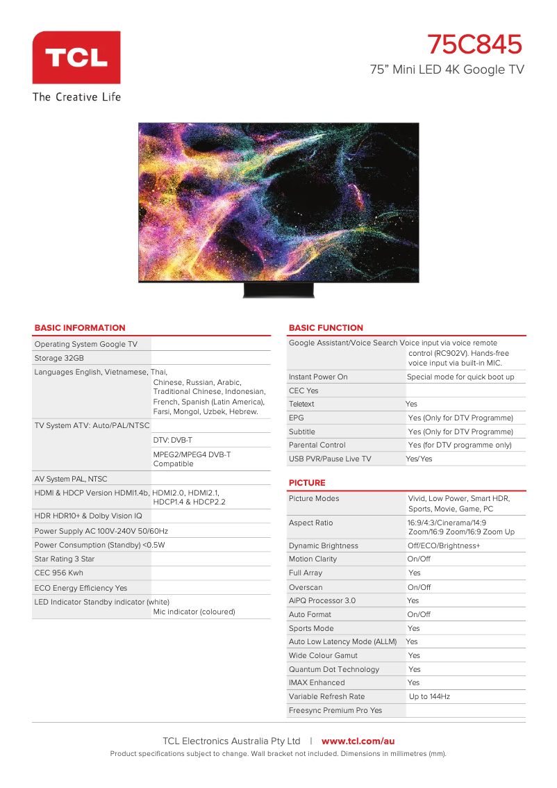 First page image of the manual for 75C845