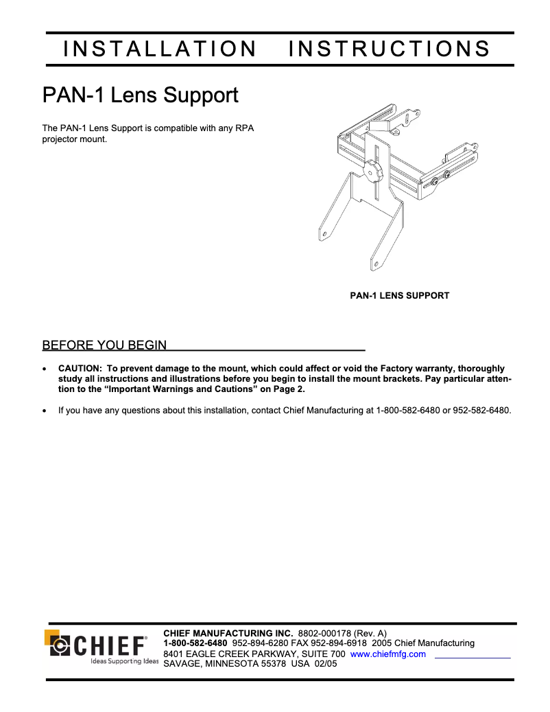 First page image of the manual for Pan-1
