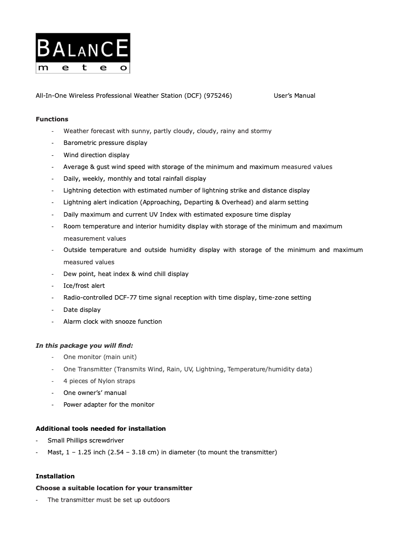 Image de la première page du manuel de l'appareil RF-WS98