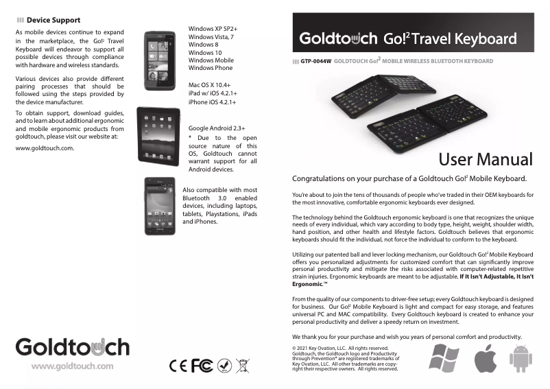 First page image of the manual for Goldtouch Travel Go2