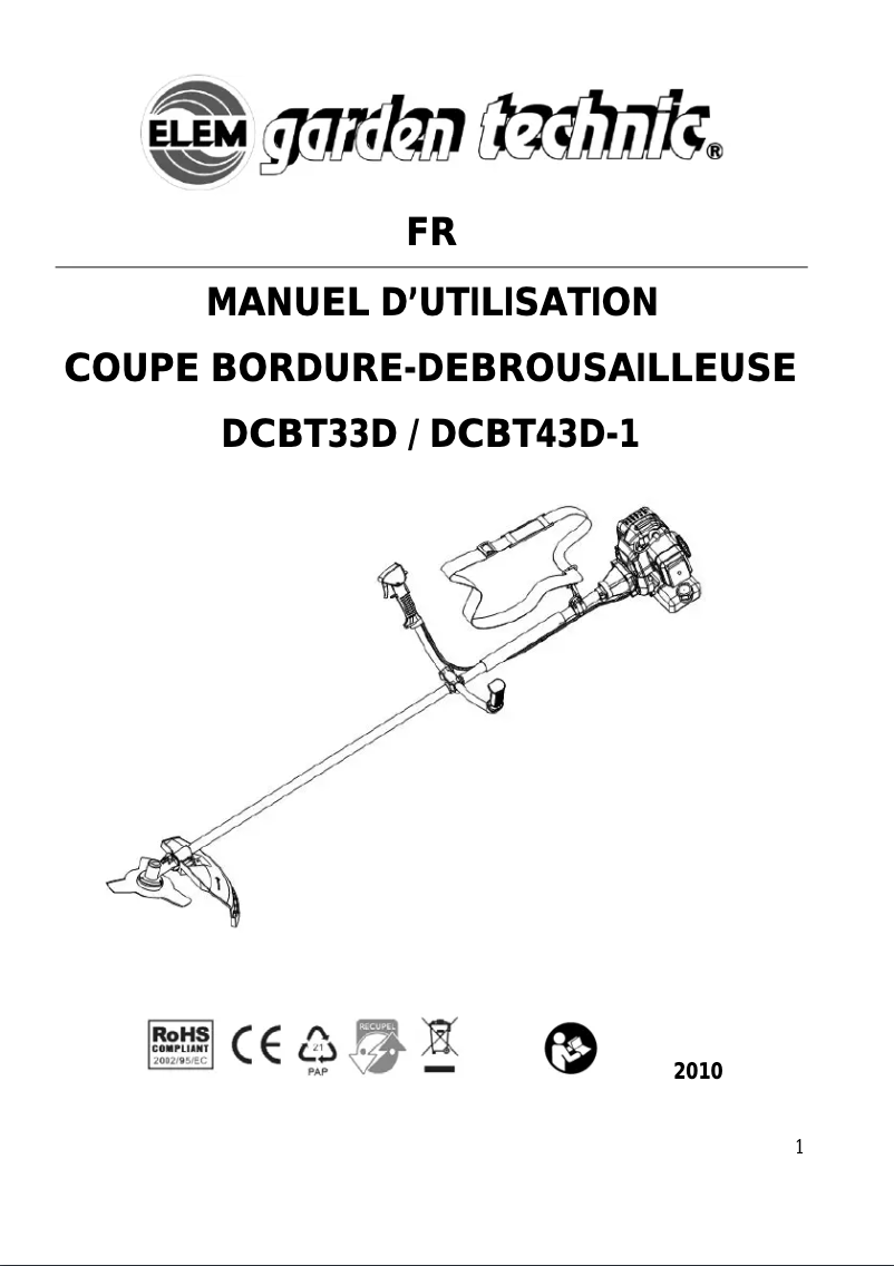 Page 1 of the manual User Manual ELEM Garden Technic DCBT34D-1