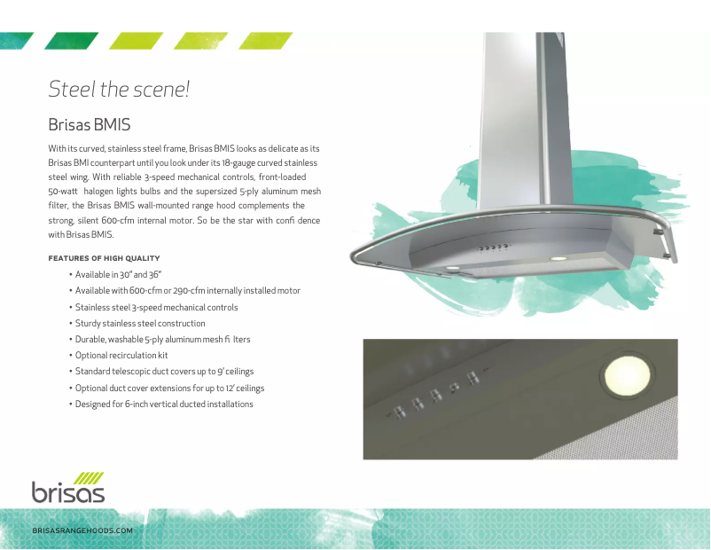 Page 1 of the manual Technical Sheet Zephyr BMIE36BS