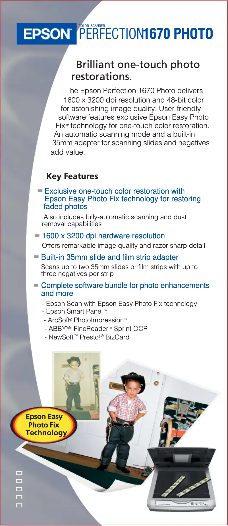 Page 1 of the manual Brochure Epson Perfection 1670 Photo