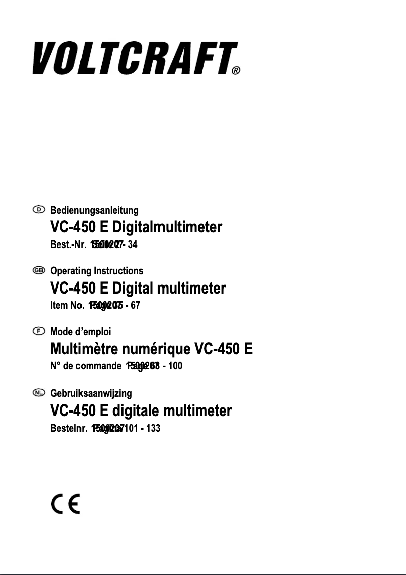 Page 1 of the manual User Manual Voltcraft VC-450 E