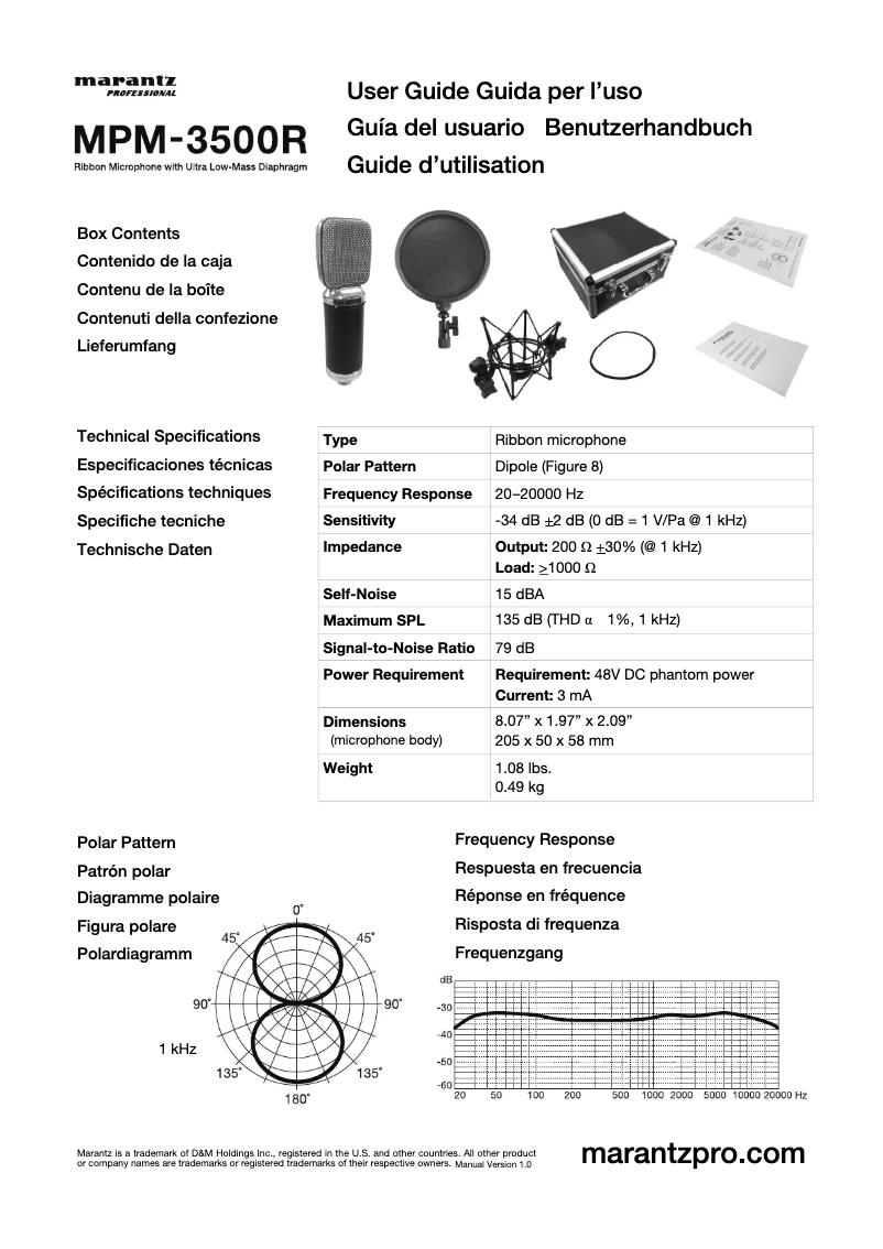 Page 1 of the manual User Manual Marantz MPM-3500R