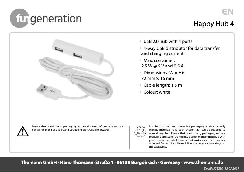 Page 1 of the manual User Manual Fun Generation Happy Hub 4