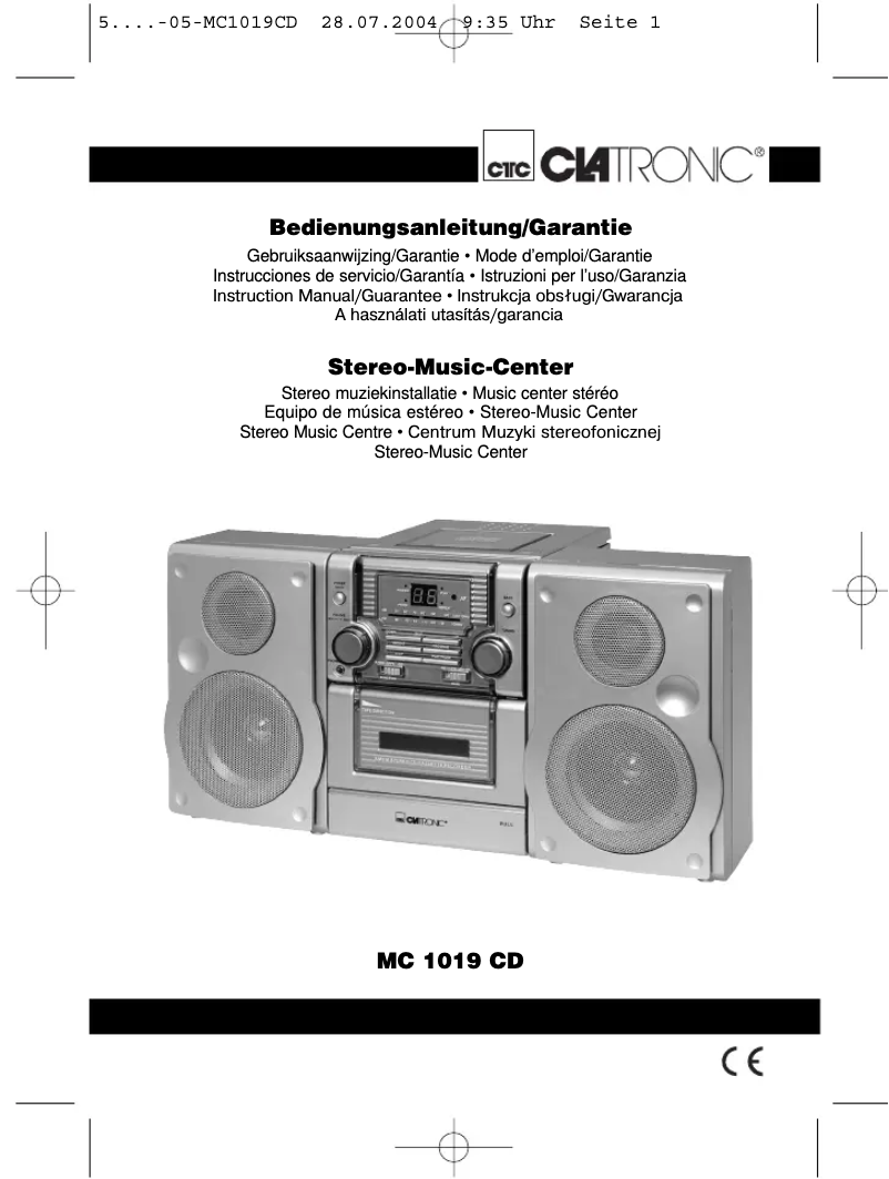 First page image of the manual for MC 1019 CD