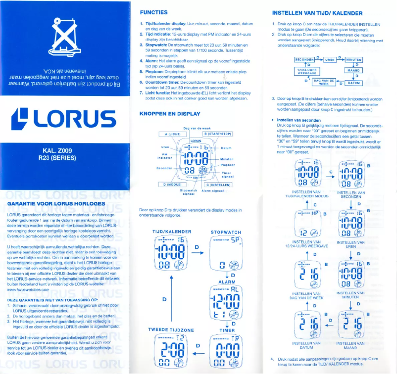 Page 1 of the manual User Manual Lorus Sports R2395MX9