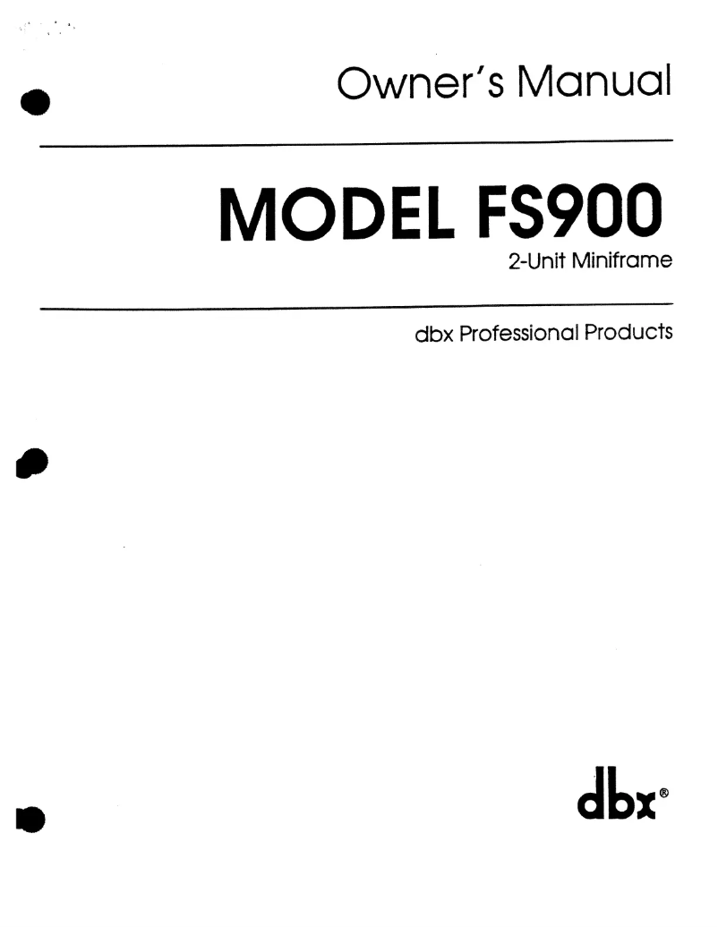 Page 1 of the manual User Manual DBX F900