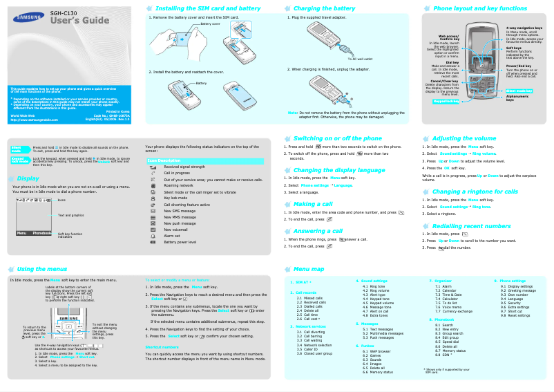 Page 1 of the manual User Manual Samsung SGH-C130