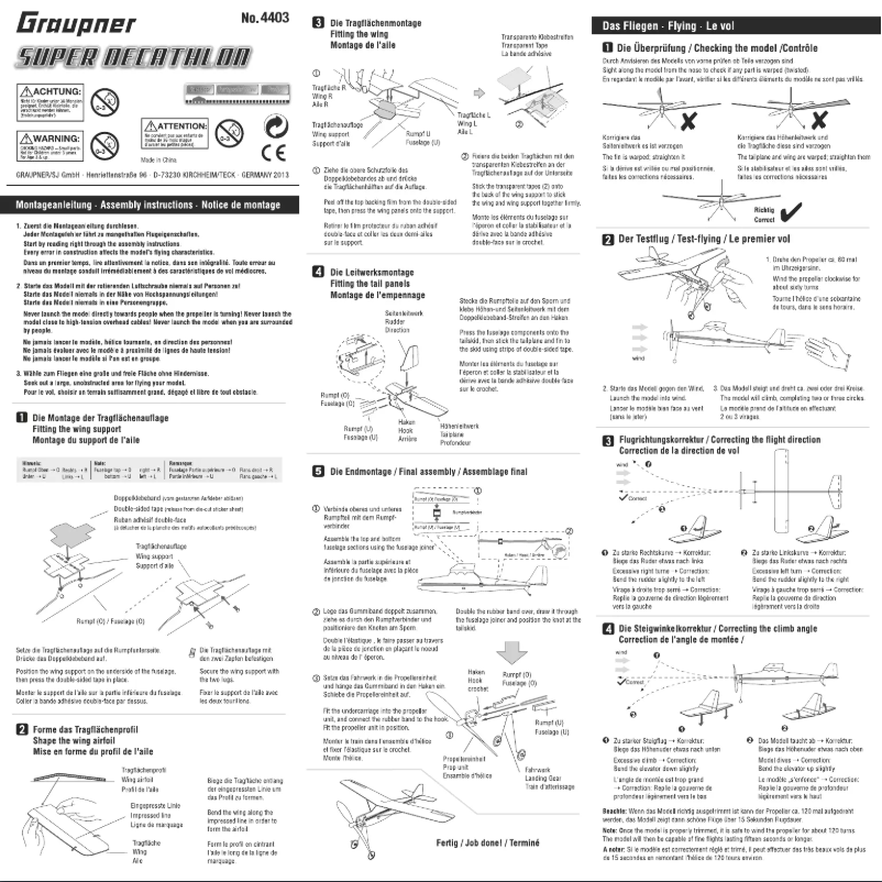 Page 1 of the manual User Manual Graupner Super Decathlon