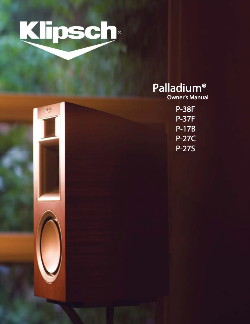 Page 1 of the manual User Manual Klipsch Palladium P-37F