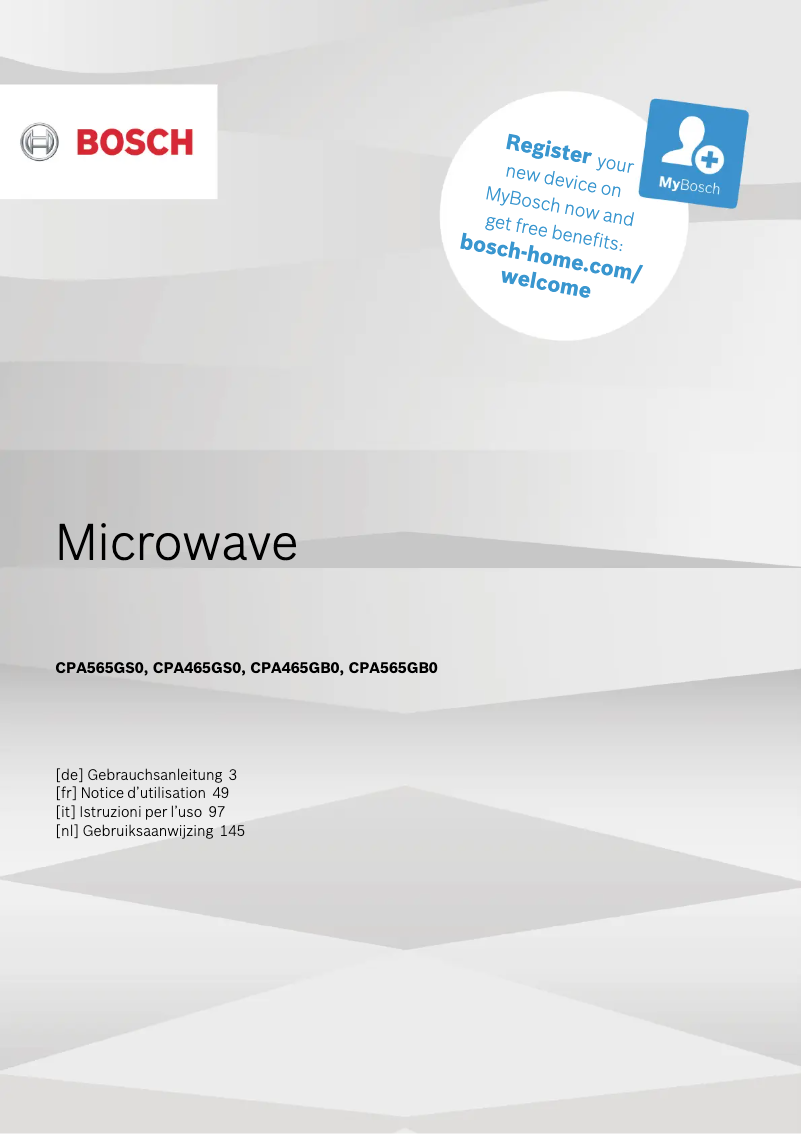 Page 1 of the manual User Manual Bosch CPA565GB0