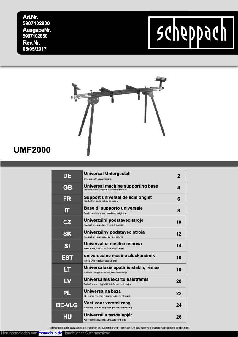 Page 1 of the manual User Manual Scheppach UMF2000