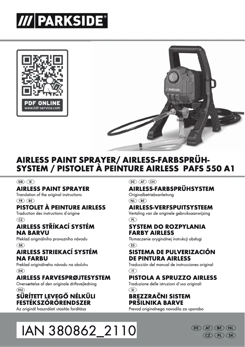 First page image of the manual for PAFS 550 A1