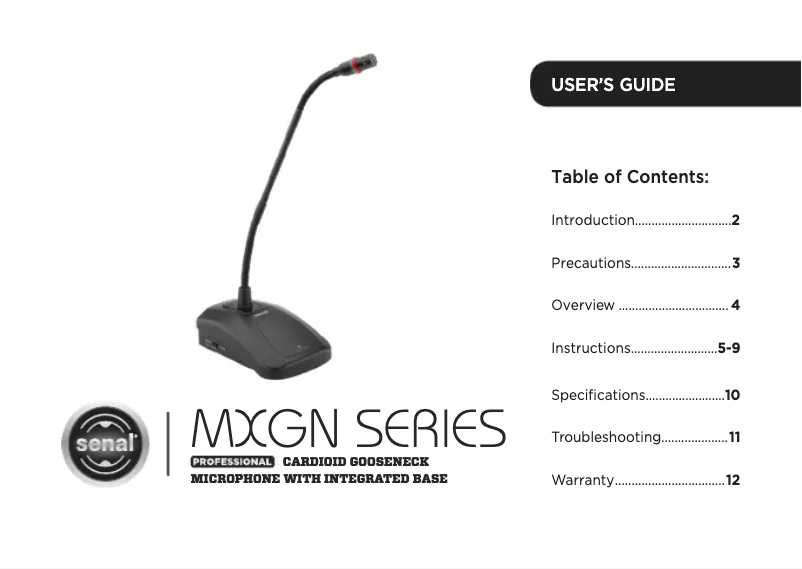 Page 1 of the manual User Manual Senal MXGN-12C