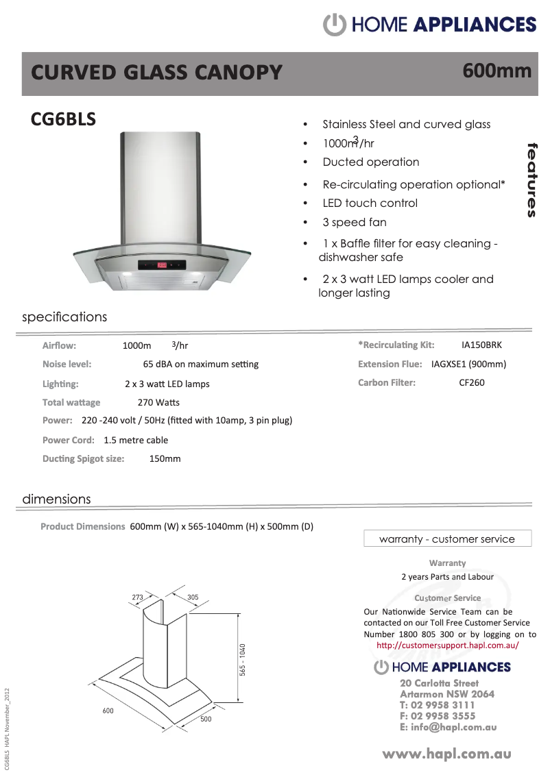 First page image of the manual for CG9BLS