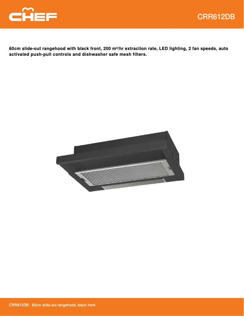 Page 1 of the manual Technical Sheet Chef CRR612DB