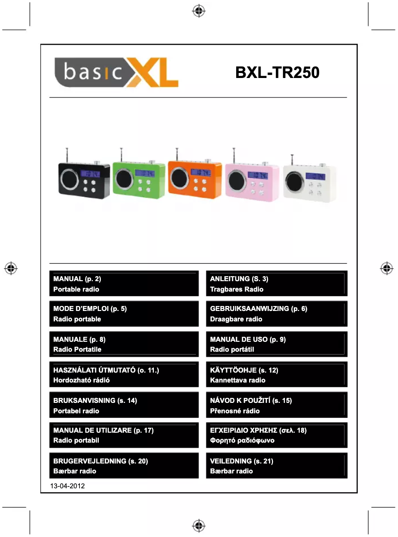 Page 1 of the manual User Manual basicXL BXL-TR250GR